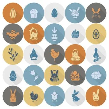 Celebration Easter Icons Celebration Easter Icons. Vector. Clean Work Mini... 写真素材