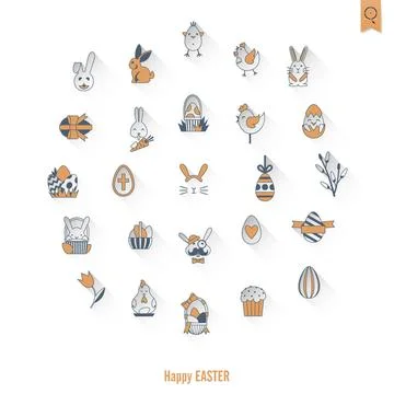 Celebration Easter Icons Celebration Easter Icons. Vector. Clean Work Mini... Stock Photos