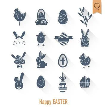 Celebration Easter Icons Celebration Easter Icons. Vector. Clean Work Mini... Stockfoto's