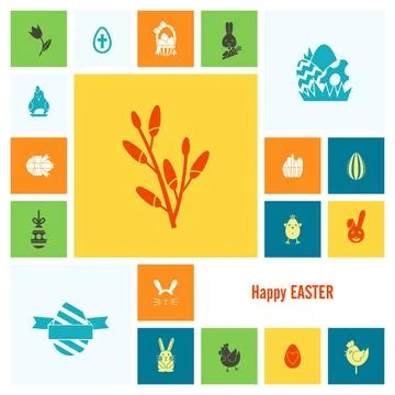 Celebration Easter Icons Celebration Easter Icons. Vector. Clean Work Mini... Foto stock