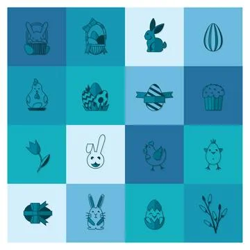 Celebration Easter Icons Celebration Easter Icons. Vector. Clean Work Mini... Foto stock