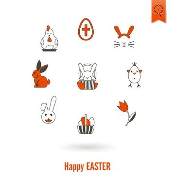 Celebration Easter Icons Celebration Easter Icons. Vector. Clean Work Mini... Foto stock