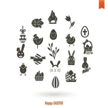 Celebration Easter Icons Celebration Easter Icons. Vector. Clean Work Mini... 写真素材