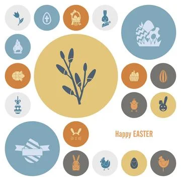 Celebration Easter Icons Celebration Easter Icons. Vector. Clean Work Mini... Foto stock