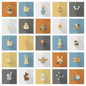Celebration Easter Icons Celebration Easter Icons. Vector. Clean Work Mini... 写真素材