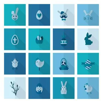 Celebration Easter Icons Celebration Easter Icons. Vector. Clean Work Mini... Foto stock