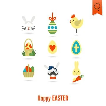 Celebration Easter Icons Celebration Easter Icons. Vector. Clean Work Mini... Stock Photos