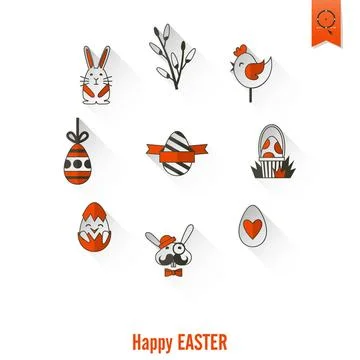 Celebration Easter Icons Celebration Easter Icons. Vector. Clean Work Mini... Foto stock