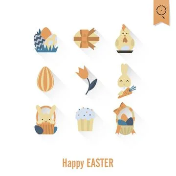 Celebration Easter Icons Celebration Easter Icons. Vector. Clean Work Mini... Stock Photos