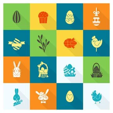 Celebration Easter Icons Celebration Easter Icons. Vector. Clean Work Mini... Stockfoto's
