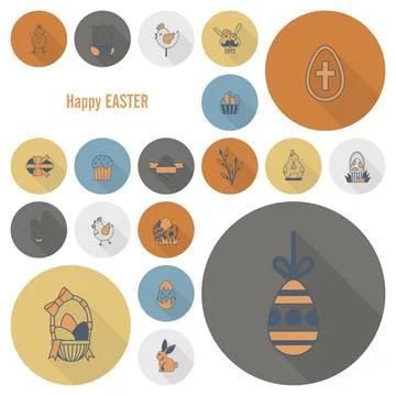 Celebration Easter Icons Celebration Easter Icons. Vector. Clean Work Mini... Stockfoto's