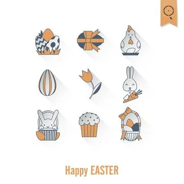 Celebration Easter Icons Celebration Easter Icons. Vector. Clean Work Mini... 写真素材