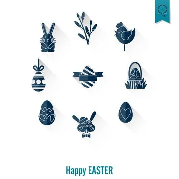 Celebration Easter Icons Celebration Easter Icons. Vector. Clean Work Mini... Foto stock