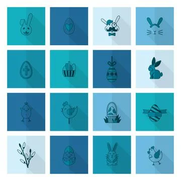Celebration Easter Icons Celebration Easter Icons. Vector. Clean Work Mini... Foto stock