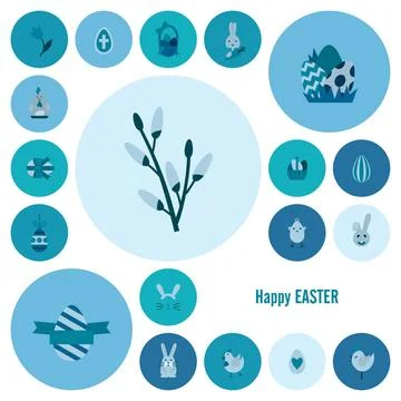 Celebration Easter Icons Celebration Easter Icons. Vector. Clean Work Mini... Foto stock