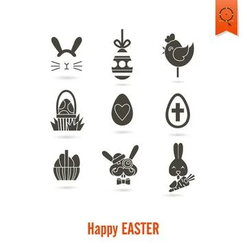 Celebration Easter Icons Celebration Easter Icons. Vector. Clean Work Mini... 写真素材