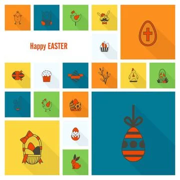 Celebration Easter Icons Celebration Easter Icons. Vector. Clean Work Mini... 写真素材