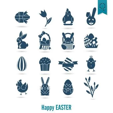 Celebration Easter Icons Celebration Easter Icons. Vector. Clean Work Mini... Foto stock