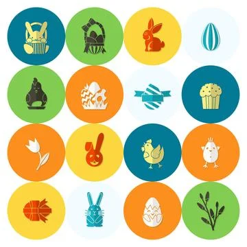 Celebration Easter Icons Celebration Easter Icons. Vector. Clean Work Mini... Stock Photos