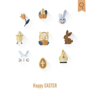 Celebration Easter Icons Celebration Easter Icons. Vector. Clean Work Mini... Foto stock