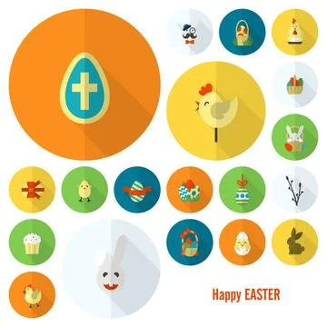 Celebration Easter Icons Celebration Easter Icons. Vector. Clean Work Mini... Foto stock