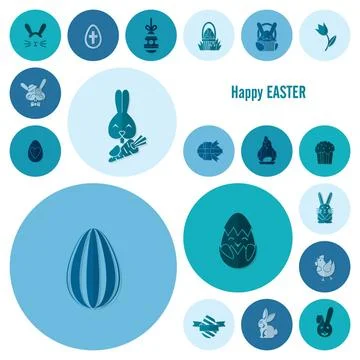 Celebration Easter Icons Celebration Easter Icons. Vector. Clean Work Mini... 스톡 사진