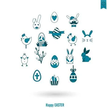 Celebration Easter Icons Celebration Easter Icons. Vector. Clean Work Mini... Foto stock