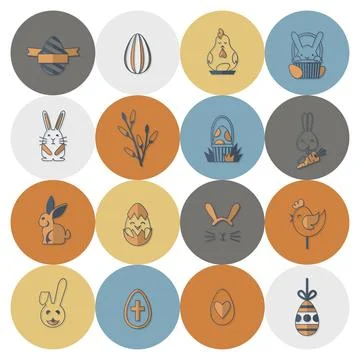 Celebration Easter Icons Celebration Easter Icons. Vector. Clean Work Mini... 写真素材