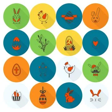 Celebration Easter Icons Celebration Easter Icons. Vector. Clean Work Mini... Foto stock