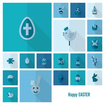 Celebration Easter Icons Celebration Easter Icons. Vector. Clean Work Mini... Stock Photos