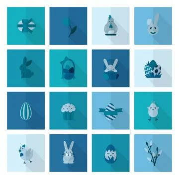 Celebration Easter Icons Celebration Easter Icons. Vector. Clean Work Mini... 스톡 사진