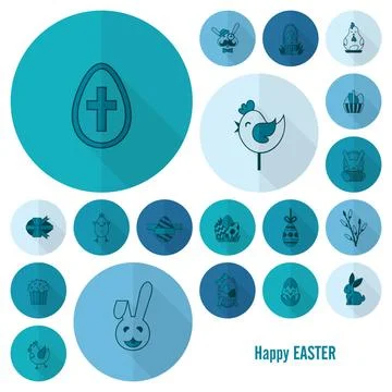 Celebration Easter Icons Celebration Easter Icons. Vector. Clean Work Mini... Stock Photos