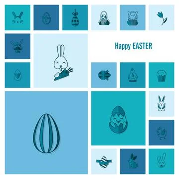 Celebration Easter Icons Celebration Easter Icons. Vector. Clean Work Mini... 스톡 사진