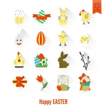 Celebration Easter Icons Celebration Easter Icons. Vector. Clean Work Mini... Stockfoto's