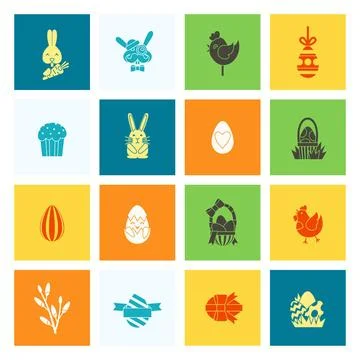 Celebration Easter Icons Celebration Easter Icons. Vector. Clean Work Mini... Foto stock
