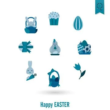 Celebration Easter Icons Celebration Easter Icons. Vector. Clean Work Mini... Foto stock