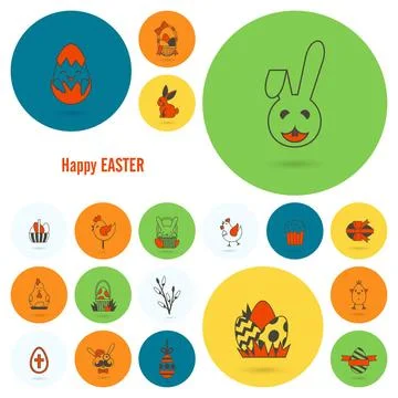 Celebration Easter Icons Celebration Easter Icons. Vector. Clean Work Mini... Stock Photos