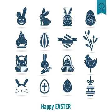 Celebration Easter Icons Celebration Easter Icons. Vector. Clean Work Mini... Stockfoto's