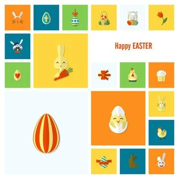 Celebration Easter Icons Celebration Easter Icons. Vector. Clean Work Mini... 写真素材