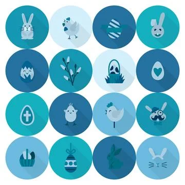 Celebration Easter Icons Celebration Easter Icons. Vector. Clean Work Mini... Stock Photos