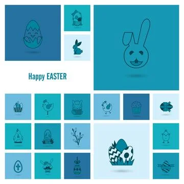 Celebration Easter Icons Celebration Easter Icons. Vector. Clean Work Mini... Stock Photos