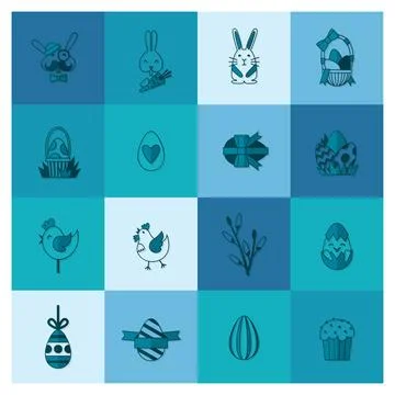 Celebration Easter Icons Celebration Easter Icons. Vector. Clean Work Mini... Stock Photos