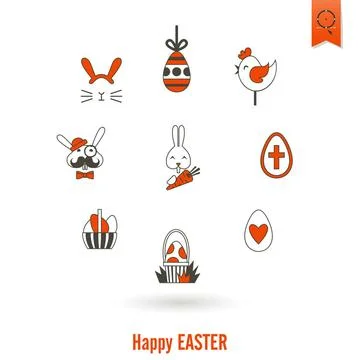 Celebration Easter Icons Celebration Easter Icons. Vector. Clean Work Mini... 写真素材