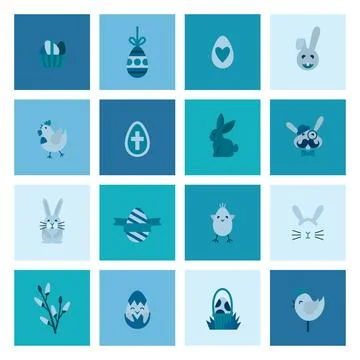 Celebration Easter Icons Celebration Easter Icons. Vector. Clean Work Mini... Stock Photos
