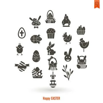 Celebration Easter Icons Celebration Easter Icons. Vector. Clean Work Mini... 写真素材