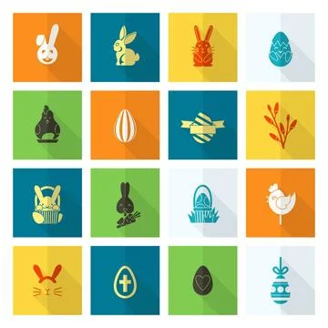 Celebration Easter Icons Celebration Easter Icons. Vector. Clean Work Mini... Stockfoto's