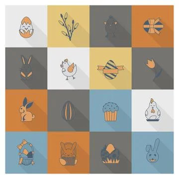 Celebration Easter Icons Celebration Easter Icons. Vector. Clean Work Mini... 写真素材