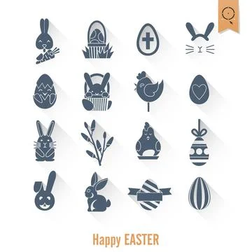 Celebration Easter Icons Celebration Easter Icons. Vector. Clean Work Mini... Stockfoto's