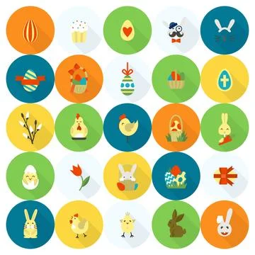 Celebration Easter Icons Celebration Easter Icons. Vector. Clean Work Mini... 스톡 사진