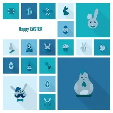 Celebration Easter Icons Celebration Easter Icons. Vector. Clean Work Mini... Stock Photos
